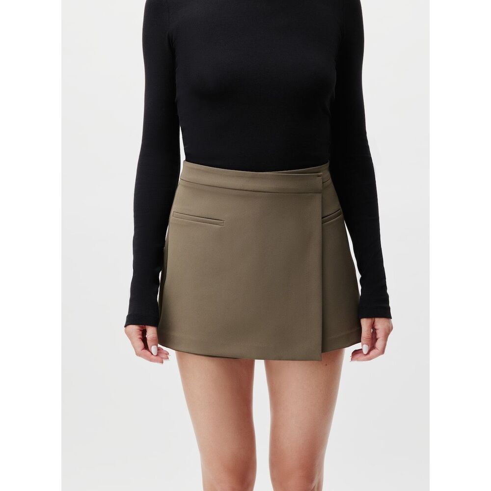 ZARA Brown Taupe Asymmetrical Wrap Skort Size S